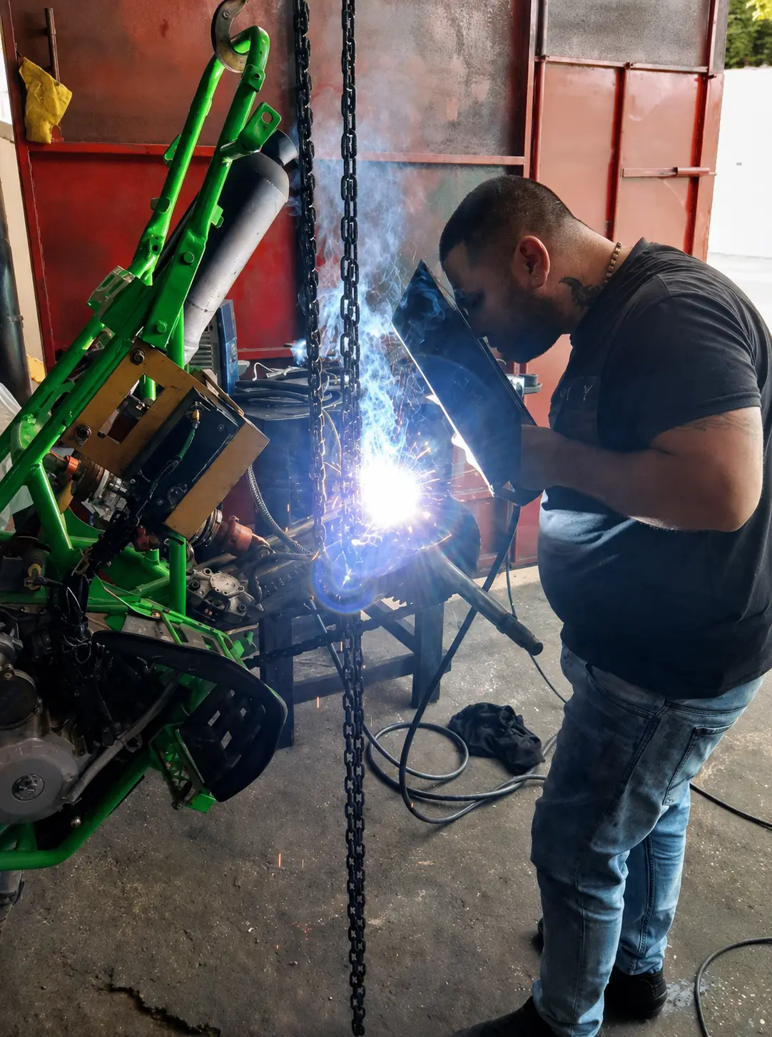 Welding project at Mbarak Motorcycle Garage
